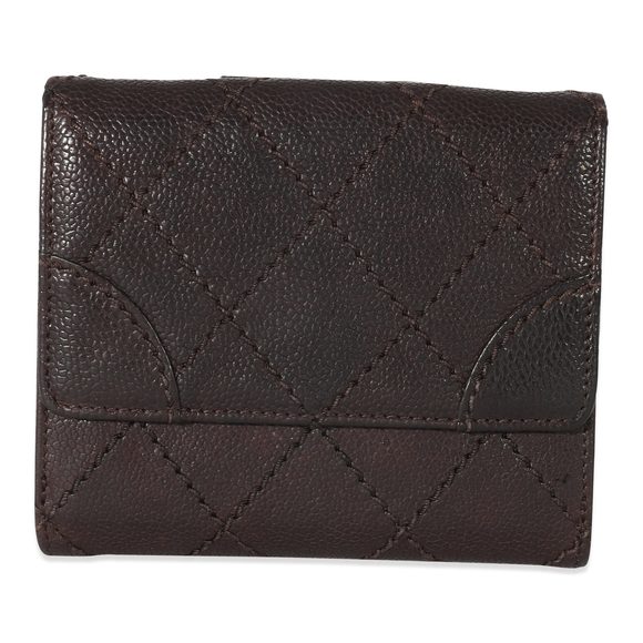 Chanel Brown Caviar Whipstitch Compact Wallet - Picture 3 of 7